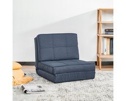 MEUNIQ Fauteuil slaapstoel 61 x 73 x 58 cm, 3-in-1 opvouwbare vloerstoel en ligstoel met 5-voudig verstelbare rugleuning, stof, blauw