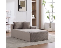 MEUNIQ grijze 1-zits bank met chaiselongue, chenille bekleding, 100 cm breed, 74,5 cm hoog, direct klaar voor gebruik in woonkamer of slaapkamer