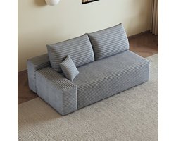 MEUNIQ hoekbank links 175 x 95 x 83 cm 2-zits chaise longue bank van stof in grijs, corduroy-look, zonder montage, voor woonkamer of slaapkamer