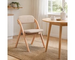 MEUNIQ inklapstoel set van 2 met gestoffeerde zitting en rugleuning, houten frame, afneembare hoes, armleuningen, opvouwbare eetstoel voor keuken en eetkamer, khaki