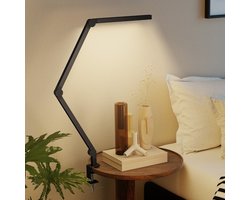 MEUNIQ Klemlamp LED 121,5 cm met 96 leds, dimbaar 20-100%, 2700K-6500K, flexibele drievoudig verstelbare arm, aluminium bureaulamp voor werkkamer, zwart