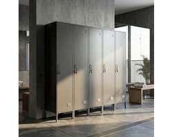 MEUNIQ metalen kledingkast 40 x 40 x 179 cm met afsluitbare deur, ventilatiesleuven, kledingstang en vak, stalen locker voor slaapkamer, hal of kantoor, zwart