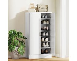 MEUNIQ Schoenenkast 55 x 35 x 108 cm met soft-close scharnieren, 6 verstelbare legplanken, opbergruimte voor 14 paar schoenen, hal of entree, wit