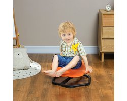 MEUNIQ sensorische draaistoel kinderkrukje 55 x 55 x 26 cm kunststof zitkruk voor balans en coördinatie, bloemvormige zitting voor binnen, oranje, 3-6 jaar