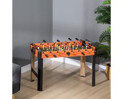 MEUNIQ tafelvoetbaltafel 118 x 104 x 69 cm met 2 ballen, geïntegreerde puntenteller, antislip handgrepen, MDF en metalen stangen, voor kinderen en volwassenen, bruin