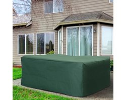 MEUNIQ Tuinmeubelhoes 210 x 140 x 80 cm 600D Oxford stof met PE-coating, 8 ogen en trekkoord, groene beschermhoes voor tuinset, balkontafel of grill