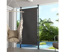 MEUNIQ Vrijstaande verticale markise 120 x 220-310 cm met handkurbel, UV30+ polyester zonnescherm zonder boren voor balkon, terras en tuin, donkergrijs
