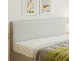 MEUNIQ wandgemonteerd hoofdbord 160 x 10 x 60 cm met stoffen bekleding en schuimvulling, crèmekleurig hoofdeinde voor bed tot 160 cm, slaapkamer