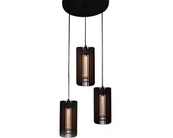 Meuq Design Tubo trio - Hanglamp - zwart  - Hout - Woonkamer - eetkamer - Slaapkamer - 3 lichtpunten - Design hanglamp