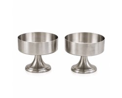 Mevaz Dessertschalen Set van 2 – RVS IJscoupes op Voet – Dessertbekers – Cocktailbekers – Serveerkommen – Zilver – Modern Design