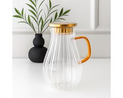 Mevaz Gloria Karaf - Waterkan - Schenkkan - Gouden Deksel - Amber Handvat - Stijlvol Design - 1800ml
