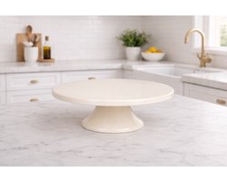 Mevaz Keramisch Taartplateau met Voet – Wit – Ø28 × 9 cm – Serveerschaal voor Taarten & Gebak