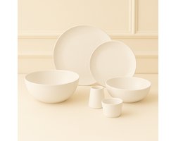 Mevaz Smile 27-delige Serviesset – 6 Persoons – Modern & Elegant – Glanzend Wit – Porselein