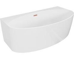 Mexen Bruna vrijstaande muurbad 170 x 88 , wit glans, overloop geborsteld koper - 52731708800-65