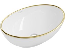 Mexen Elza opbouw wastafel 40 x 33 cm, wit/gouden rand - 21014005