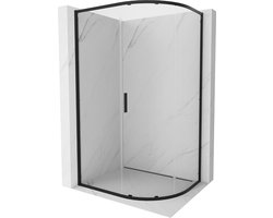 Mexen Exo asymmetrische halfronde douchecabine schuifdeur 100 x 90 cm, transparant, zwart - 8131-100-090-70-00
