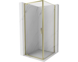 Mexen Exo draaibare douchecabine 90 x 90 cm, transparant, goud - 8181-090-090-50-00