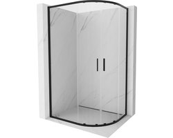 Mexen Exo kwartronde asymmetrische schuifdouchecabine 100 x 90 cm, transparant, zwart - 8132-100-090-70-00