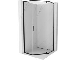 Mexen Exo vijfhoekige, draaibare douchecabine 90 x 90 cm, transparant, zwart - 812-090-090-70-00