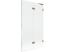 Mexen Lunar L badwand 2-delig rechts 100 x 150 , transparant, geborsteld koper - 897L-100-100-65-00-P