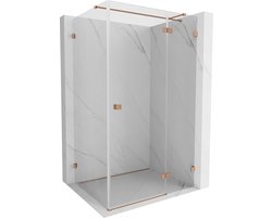 Mexen Lunar T douchecabine scharnierend rechts 140 x 90 , transparant, geborsteld koper - 834T-140-090-65-00-P