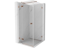 Mexen Lunar T linkse scharnierende douchecabine 100 x 100 , transparant, roze goud - 834T-100-100-60-00-L
