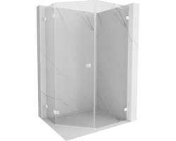 Mexen Lunar vijfhoekige douchecabine draaibaar links 80 x 100 cm, transparant, wit - 831-080L-100P-20-00-L