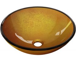 Mexen Mira glazen opbouw waskom 42 x 42 cm, goud - 24124250