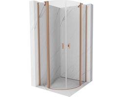 Mexen Mist douchecabine halfrond zwenkbaar 80 x 80 , transparant, geborsteld koper - 8A32-080-080-65-00