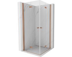 Mexen Mist-F Duo vouwbare douchecabine 85 x 85 , transparant, geborsteld koper - 8A6-085L-085P-65-00
