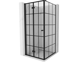 Mexen Mist-F vouwbare douchecabine links 85 x 85 , zwart rooster, zwart - 8A6T-085-085-70-77-L