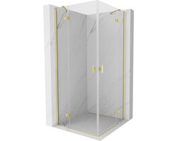 Mexen Mist-H Duo draaideur douchecabine 95 x 95 , transparant, geborsteld goud - 8A5-095L-095P-55-00