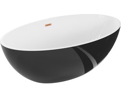 Mexen Nike vrijstaande badkuip 175 x 100 , wit/zwart, overloop koper geborsteld - 54071751075-65