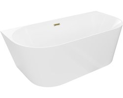 Mexen Oval Slim vrijstaande inbouwbadkuip 170 x 80 , wit, gouden overloop - 52661708000-50