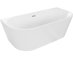 Mexen Oval vrijstaande inbouwbadkuip 140 x 75 , wit, chroom overloop - 52671407500-01