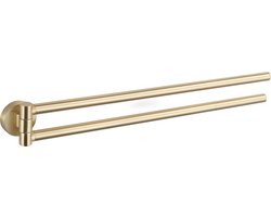Mexen Remo dubbele draaibare handdoekhouder, geborsteld goud - 70507255-55