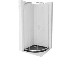 Mexen Rio douchecabine halfcirkel 90 x 90 , transparant, chroom + platte douchebak, zwart - 863-090-090-01-00-4170