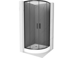 Mexen Rio douchecabine halfrond 90 x 90 , grafiet, zwart + Rio douchebak, wit - 863-090-090-70-40-4710