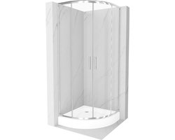 Mexen Rio halfronde douchecabine 80 x 80 , transparant, chroom + Rio douchebak, wit - 863-080-080-01-00-4710