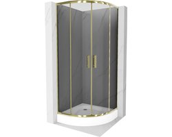 Mexen Rio halfronde douchecabine 90 x 90 , grafiet, goud + Rio douchebak, wit - 863-090-090-50-0-4710