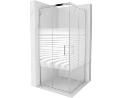 Mexen Rio vierkante douchecabine 90 x 90 , witte strepen, chroom - 860-090-090-01-20