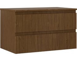 Mexen Rivel badkamermeubel onder wastafel 80 cm met blad, 2 lades, gegroefd, walnoot - 91A20-08047-2-BFFC86