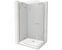 Mexen Roma Duo douchecabine met draaideur 80 x 70 , transparant, goud + Flat douchebak - 854-080-070-50-02-4010G