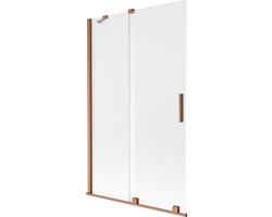 Mexen Velar badwandafscheiding 2-delig schuifbaar 110 x 150 cm, ijsbloem, geborsteld koper - 896-110-000-31-65