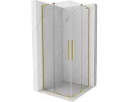 Mexen Velar L Duo douchcabine schuifdeur 90 x 90 , transparant, goud geborsteld - 871-090-090-02-03-55
