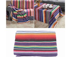Mexicaans tafelkleed voor bruiloften en feesten - Katoenen dekens in paars 150x200 cm
