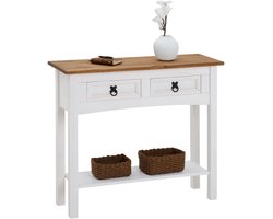 Mexicaanse consoletafel CAMPO van massief hout met 2 lades - wit