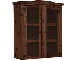 Mexico|Vitrinekast met 2 glazen deuren in dennenhout