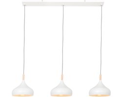 Mexlite - hanglamp - Bjorr - wit - hout metaal - grote eettafellamp - E27 - 3099W