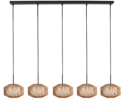 Mexlite - hanglamp - HaloSwap - naturel zwart - katoen - grote eettafellamp - E27 - 4530ZW